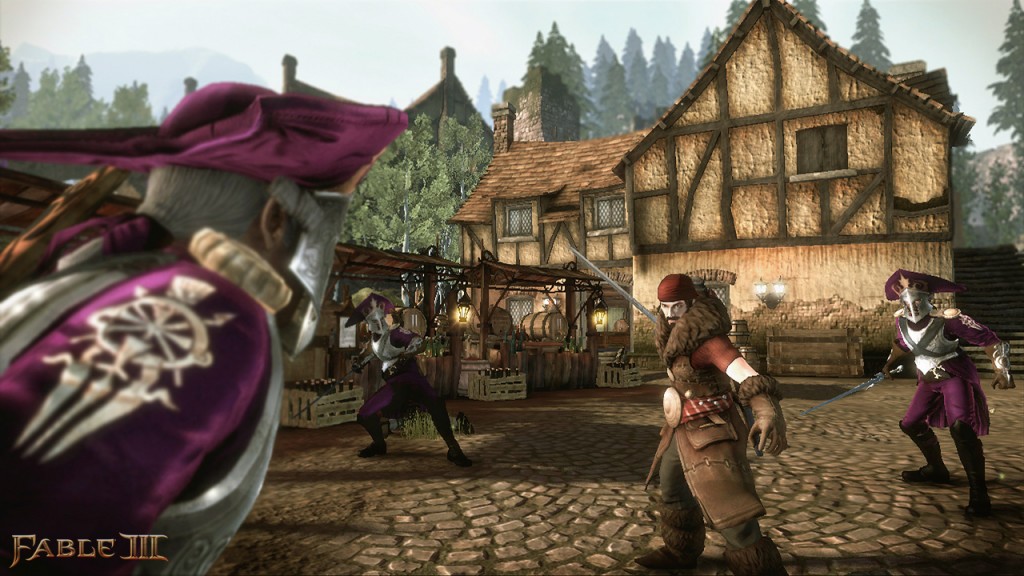 A sword fight in Fable 3